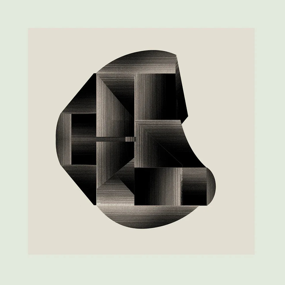 Geometric art print 934 by Jesús Perea in black on a beige background