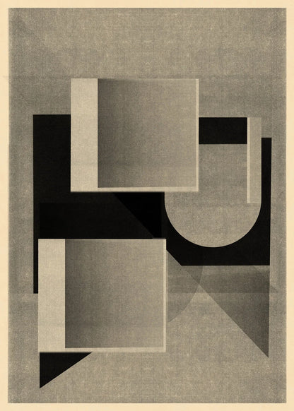 Jesús Perea minimalist abstract print 995 by Jesús Perea. Geometric artwork with fine texture, sharp angles, and subtle gradients in grey and black