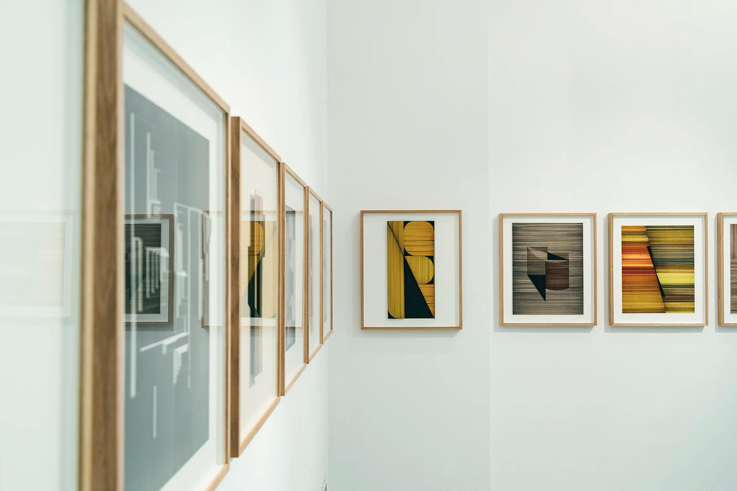 Original abstract mixed media artwork NS5 by Jesús Perea on a gallery wall