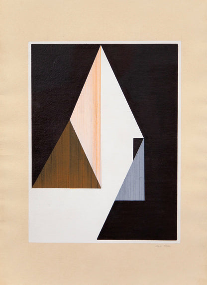 Original abstract drawing N169 by Jesús Perea with a black, grey and brown composition