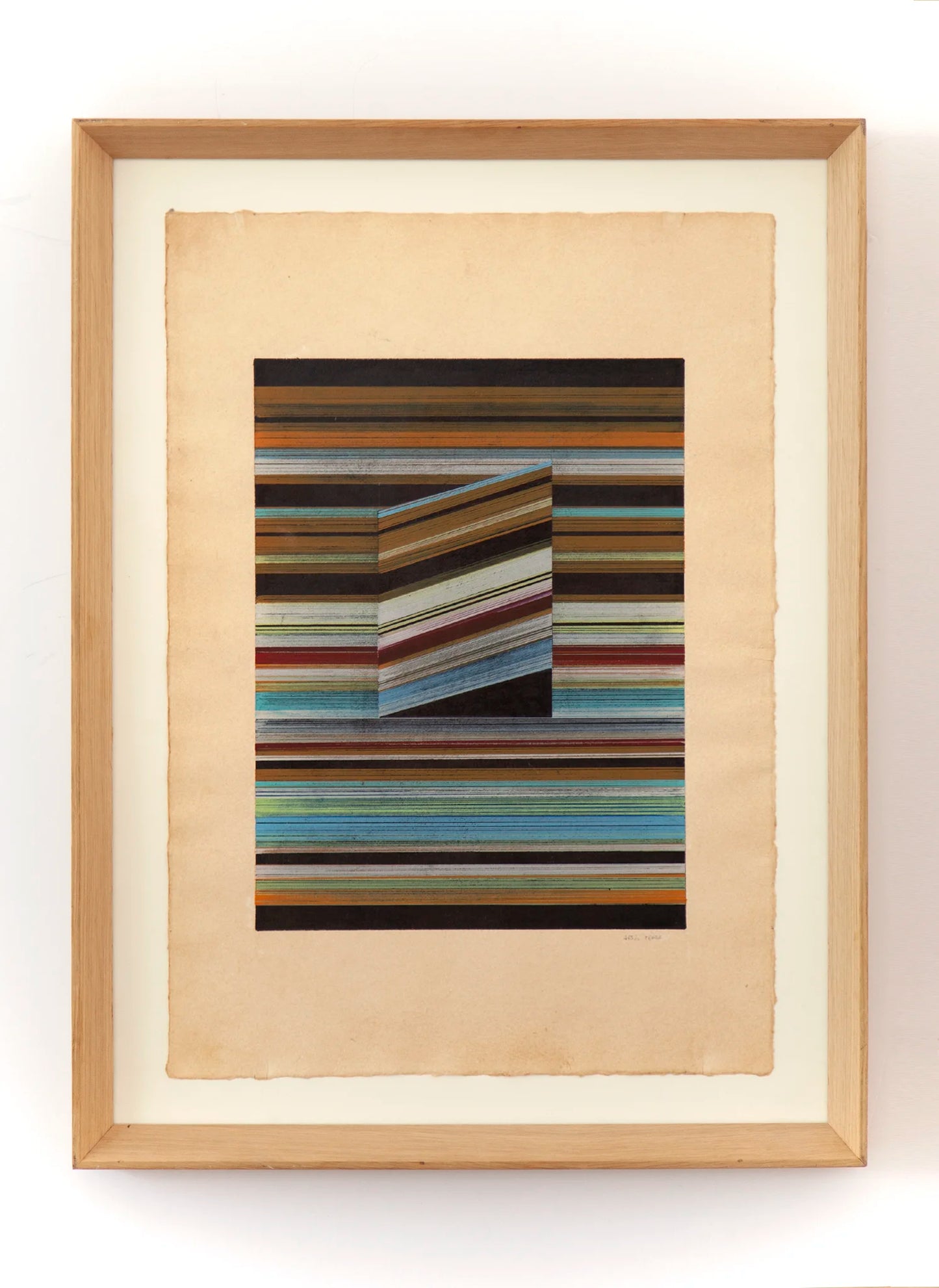 Original abstract drawing N185 by Jesús Perea framed