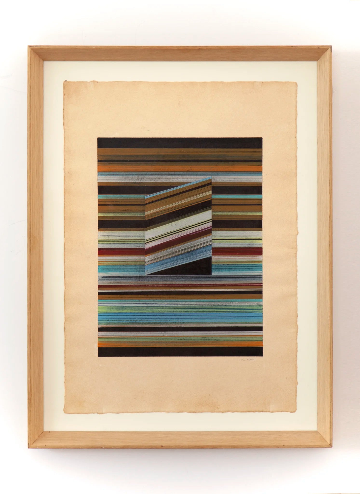 Original abstract drawing N185 by Jesús Perea framed