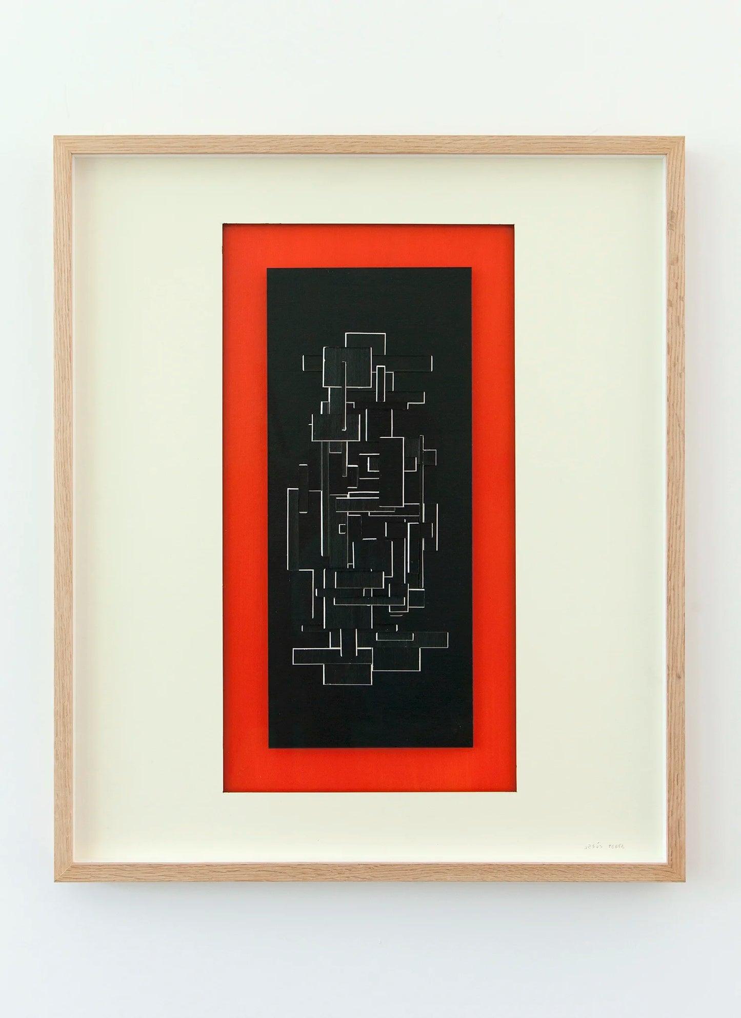 Original abstract mixed media artwork NS10 by Jesús Perea framed
