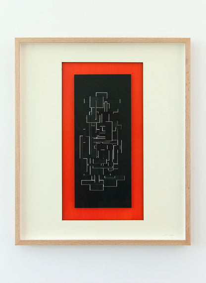 Original abstract mixed media artwork NS10 by Jesús Perea framed