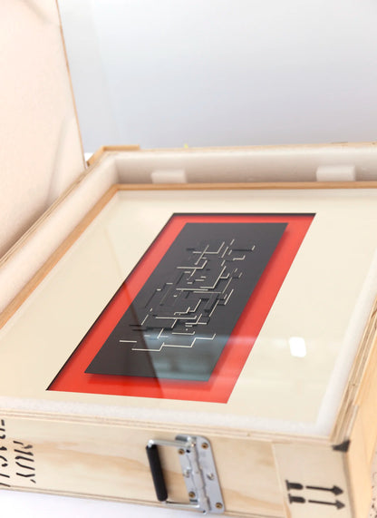 Original abstract mixed media artwork NS10 by Jesús Perea packaged