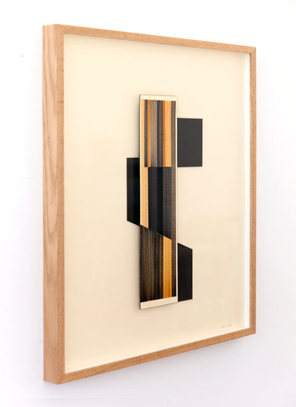 Original abstract mixed media artwork N16 by Jesús Perea framed, left view