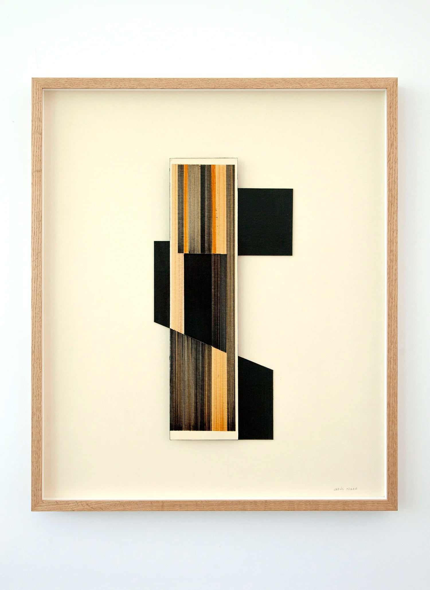 Original abstract mixed media artwork N16 by Jesús Perea framed