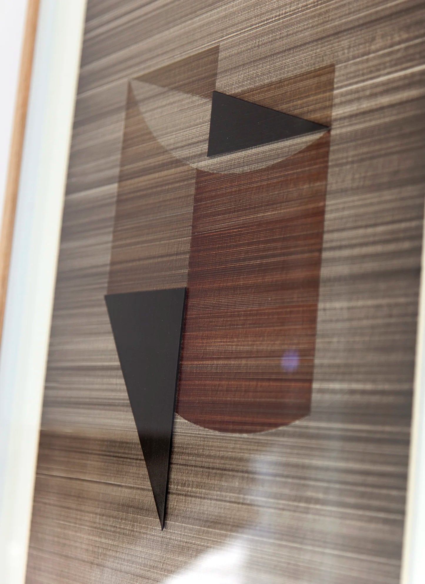 Original abstract mixed media artwork NS9 by Jesús Perea with horizontal lines in browns and black, detail