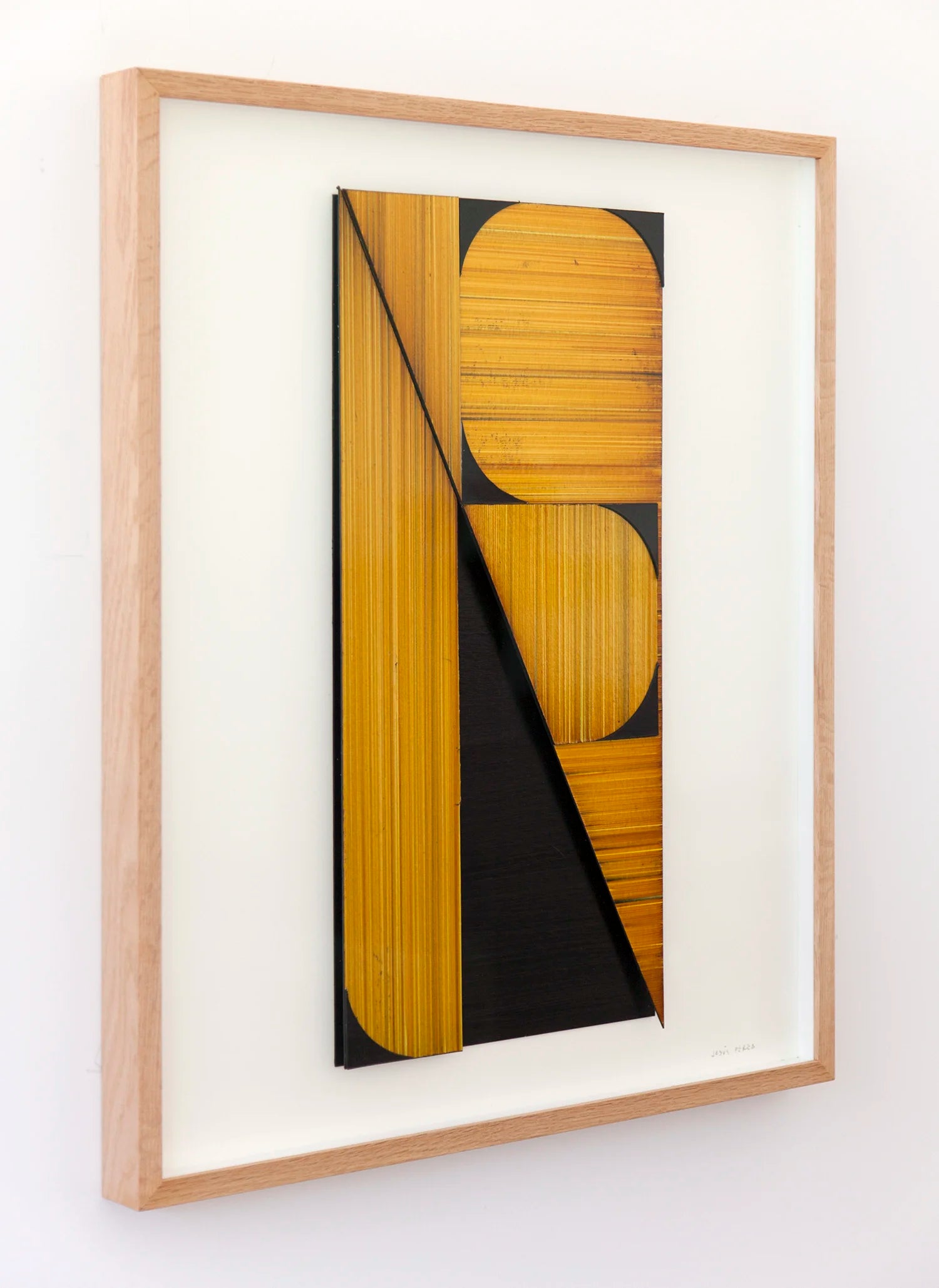 Original abstract mixed media artwork NS13 by Jesús Perea framed, left view
